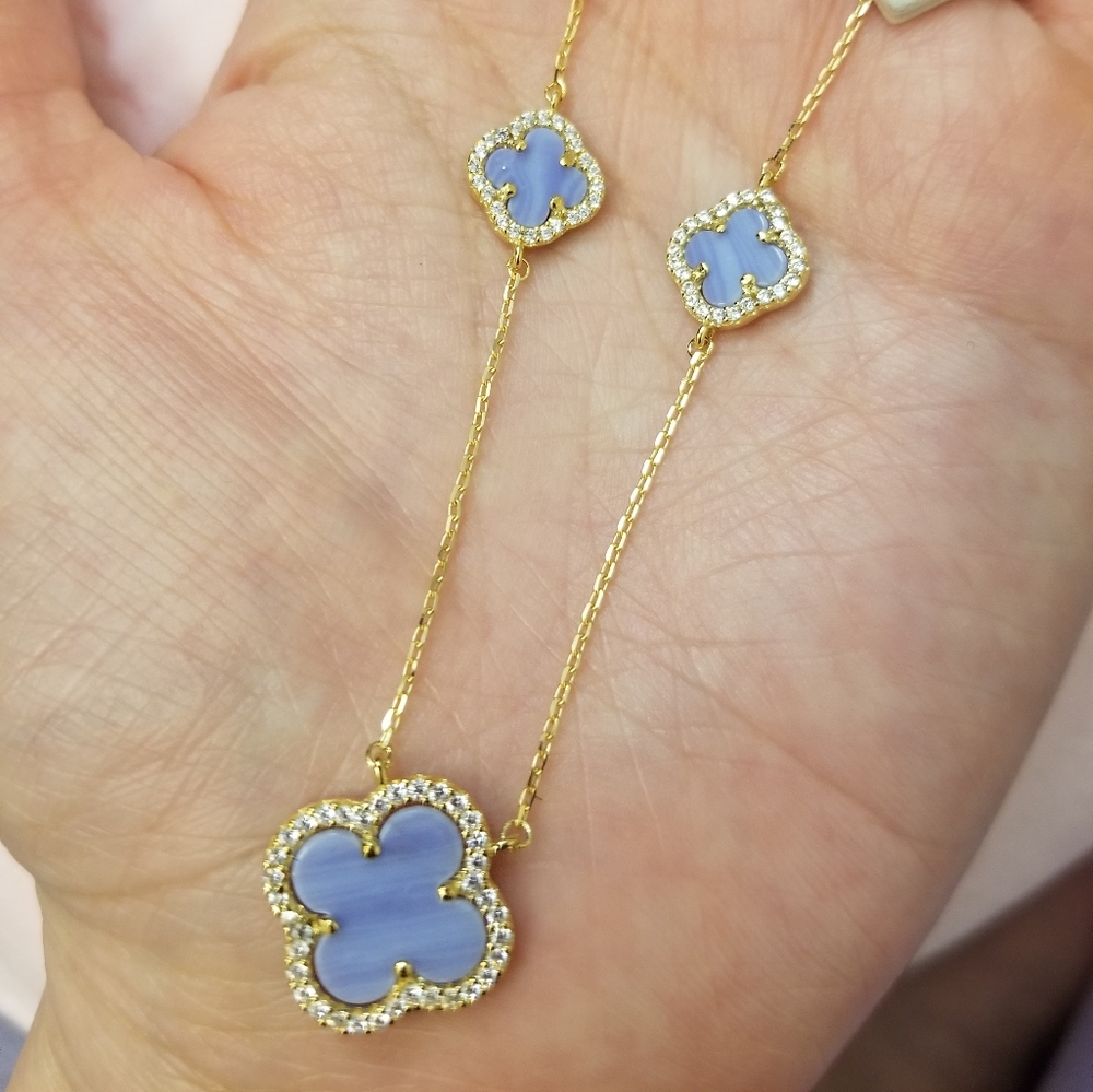Rachel Zoe clover dreamy blue necklace